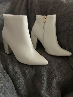 Classic White Ankle Booties with Side Zip